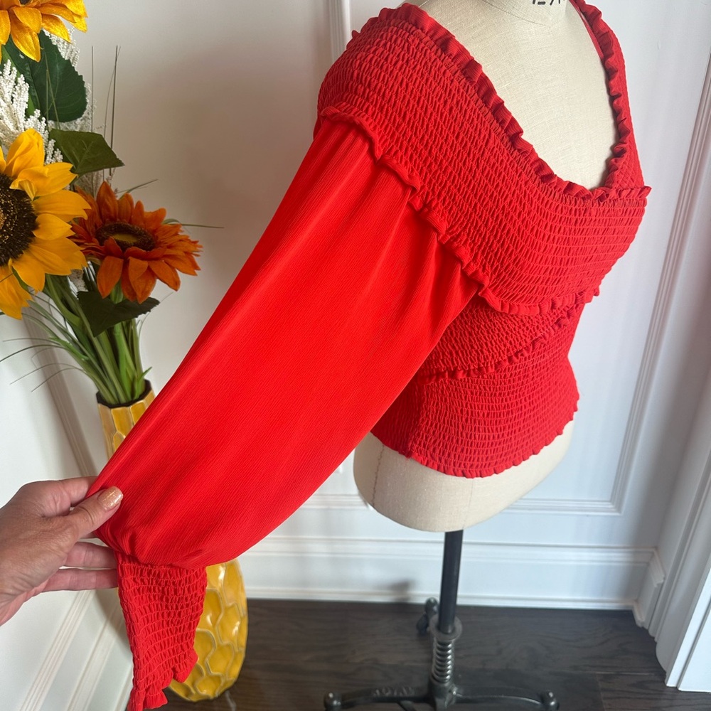 BB Dakota Red-orange off the shoulder top. - Picture 8 of 13